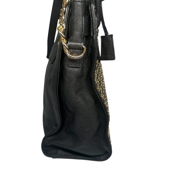 Michael Kors Black Leather Gold Studded Grommet Hamilton Tote - Picture 5 of 16